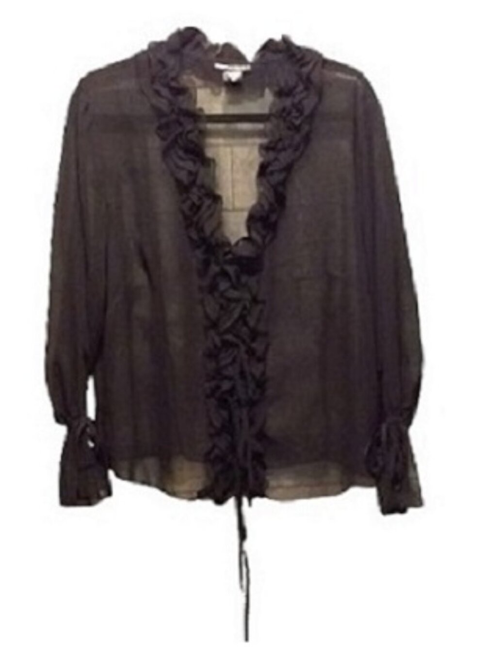 Sexy Sheer Black Tie Front Kimono/Duster/Shrug/Blouse Size 1X